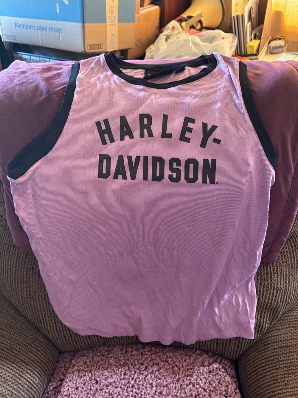 Harley-Davidson Lilac Girls' Tank Top with Black Trim